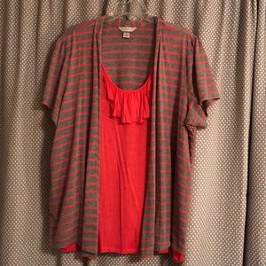 Gray/coral shirt 3X